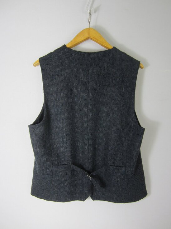 Emerald Isle Weaving Mens L Navy Blue Black Wool Herringbone Vest UK 56 43" - Picture 4 of 9
